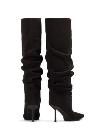 Le Silla Mid-calf Slouchy Boots With Pointed Toe And Stiletto Heel In Black