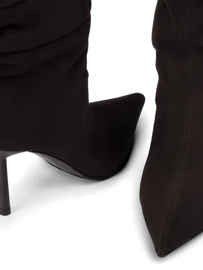 Le Silla Mid-calf Slouchy Boots With Pointed Toe And Stiletto Heel In Black