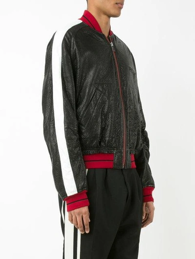 Shop Haider Ackermann Leather Bomber Jacket In Black