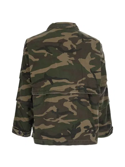 Found Camouflage-print Multi-pocket Jacket In Green
