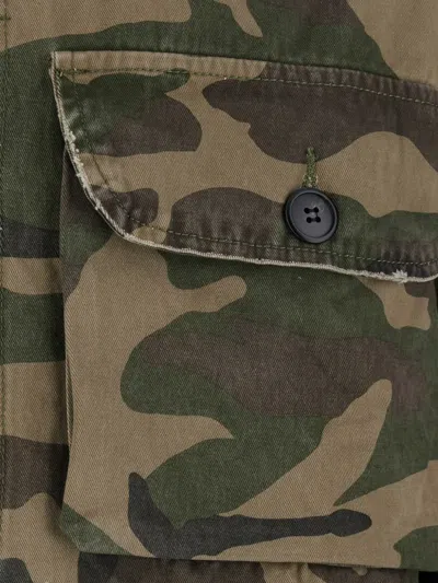 Found Camouflage-print Multi-pocket Jacket In Green