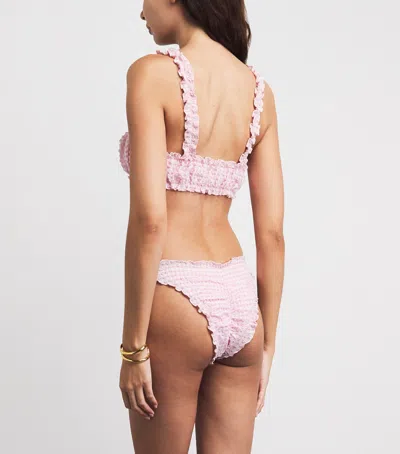 Simkhai Womens Daisy Multi Evander Ruched Bikini Top In Pink