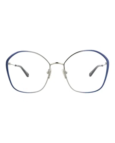 Chloé Round-frame Metal Optical Frames In Blue