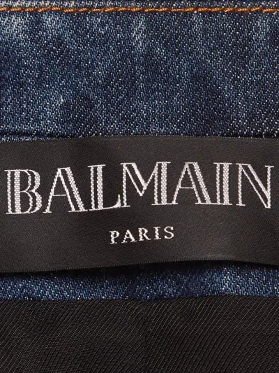 Pre-owned Balmain Double-breasted Denim Jacket In Blue