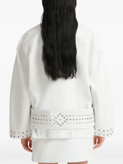 Marni White Leather Jacket With Studs In White