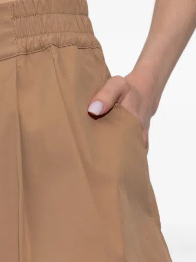 Moncler Logo-patch Piped Shorts In Brown