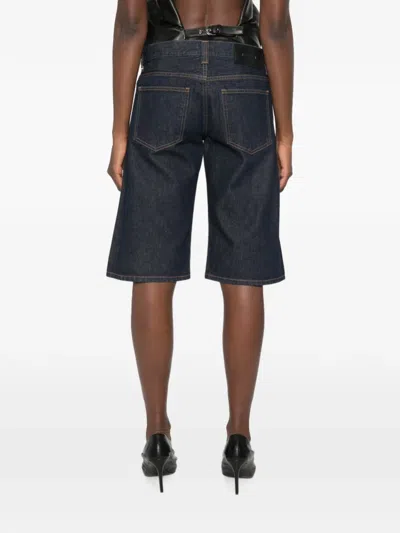 Khaite Kinga Mid-rise Straight-leg Shorts In Blue