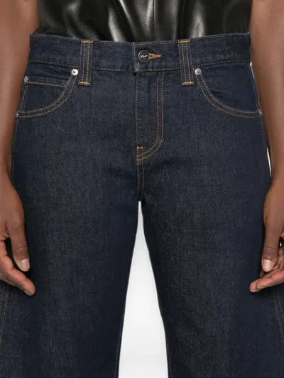Khaite Kinga Mid-rise Straight-leg Shorts In Blue