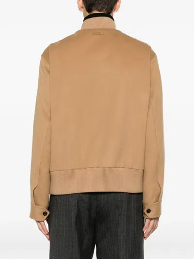 Lardini Beige Wool Oves Aries Full-length Jacket In Brown