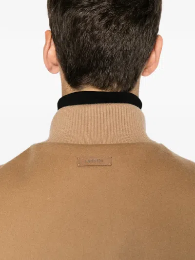 Lardini Beige Wool Oves Aries Full-length Jacket In Brown