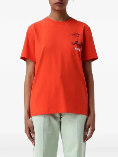 Msgm Logo-print Cotton T-shirt In Black