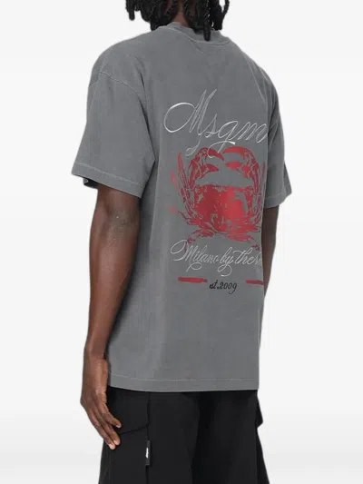 Msgm Logo-print Cotton T-shirt In Gray