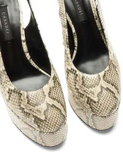 Casadei Patty Python-print Platform Pumps In Neutral