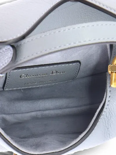 Pre-owned Dior Saddle Handbag With Strap Leather Micro Shoulder Bag In Blue