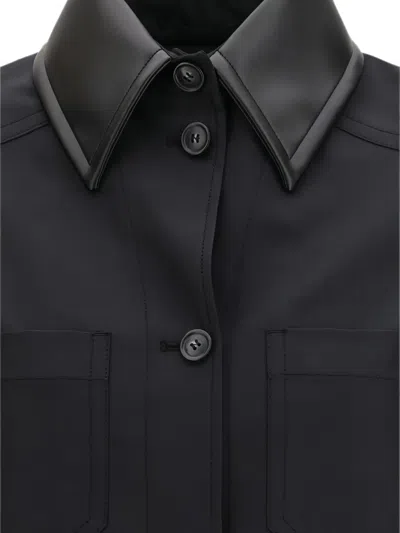 Max Mara Pleated-back Overshirt In Black