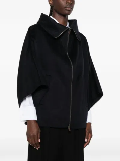 Max Mara Ala Cashmere Zip-up Jacket In Blue
