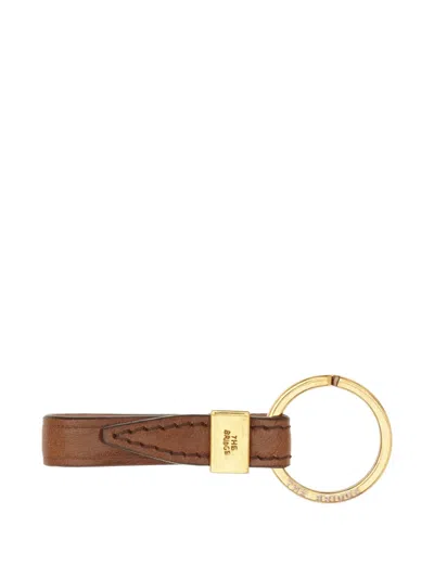 The Bridge Engraved-logo Leather-loop Keyring In Brown