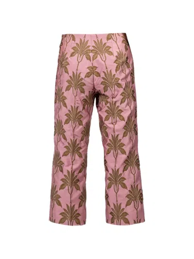 Odeeh Leaf-patterned Jacquard Trousers In Brown