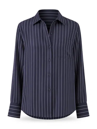 Patrick Assaraf Stripe-pattern Silk Shirt In Black
