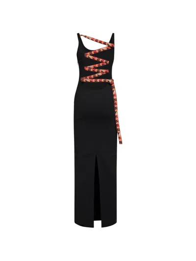 Pucci Printed-strap Open-back Maxi Dress In Black