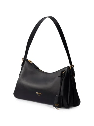 Prada Aimee Medium Leather Shoulder Bag In Black