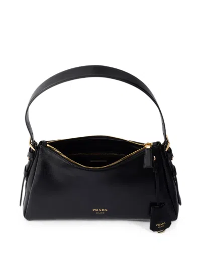 Prada Aimee Medium Leather Shoulder Bag In Black