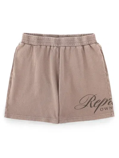 Represent Owners Club Regular Fit Script Mesh 5.7 Shorts In Brown