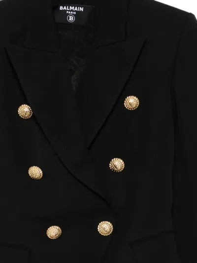 Balmain Double-breasted Wool Blazer In Black