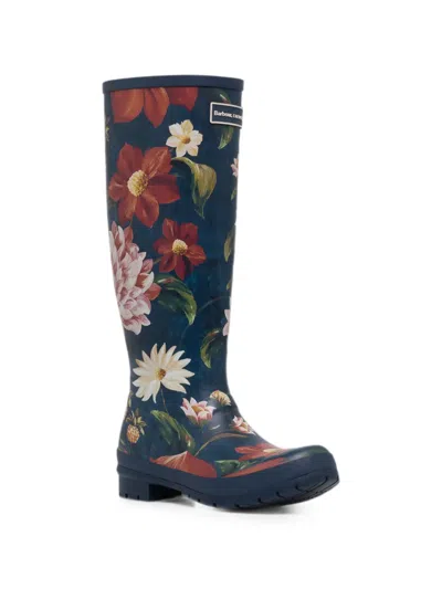 Barbour X Farm Rio Floral-print Rain Boots In Black