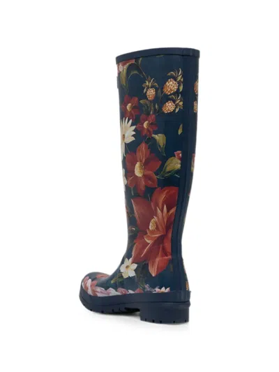 Barbour X Farm Rio Floral-print Rain Boots In Black