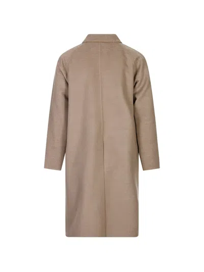 Kiton Concealed-front Coat In Neutral