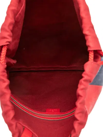 Pre-owned Gucci 2000-2015 Canvas Sylvie Baiadera Web Drawstring Backpack In Red