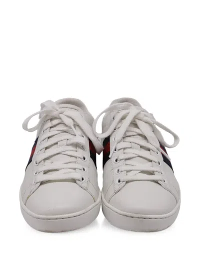 Pre-owned Gucci Ace Web Sneakers In White
