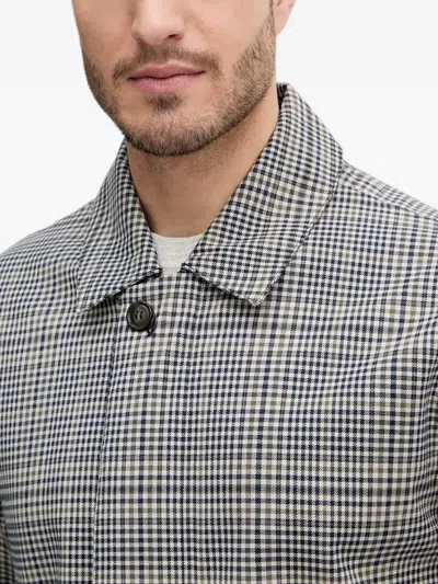 Barbour Roking Check-pattern Single-breasted Coat In Gray
