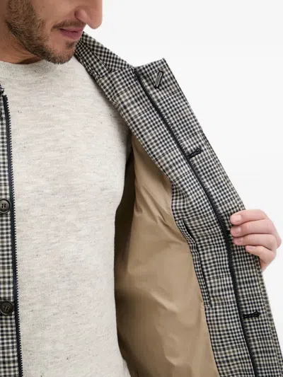 Barbour Roking Check-pattern Single-breasted Coat In Gray