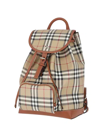 Burberry Check Backpack In Sand