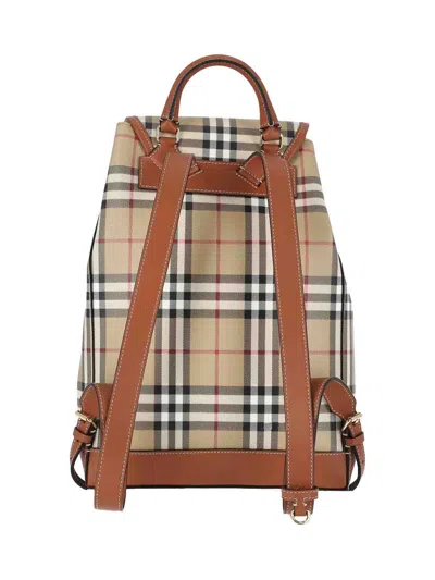 Burberry Check Backpack In Sand