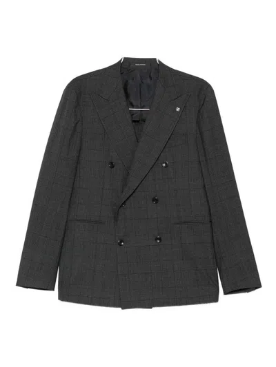 Tagliatore Stripe-pattern Double-breasted Suit In Black