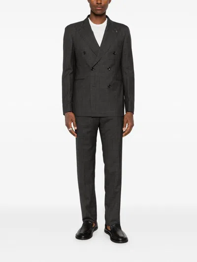 Tagliatore Stripe-pattern Double-breasted Suit In Black