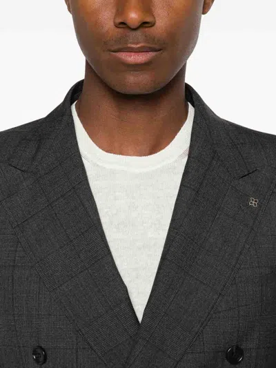 Tagliatore Stripe-pattern Double-breasted Suit In Black