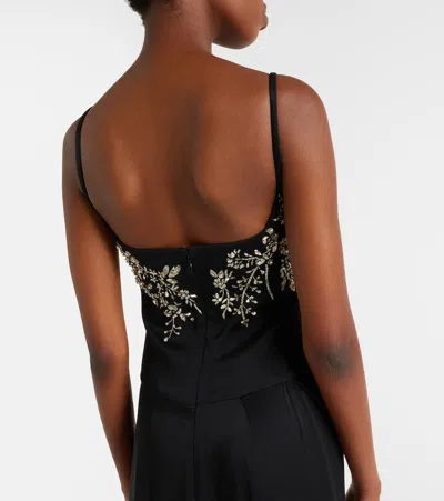 Alexander Mcqueen Mcqueen Embellished Draped Crepe Gown In Black