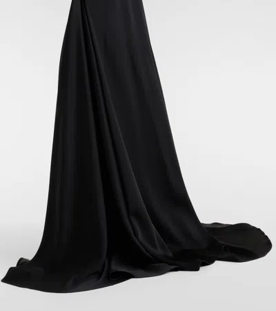 Alexander Mcqueen Mcqueen Embellished Draped Crepe Gown In Black