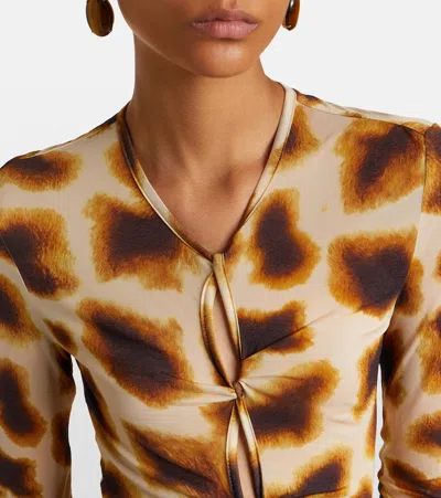 Christopher Esber Printed Jersey Top In Nude