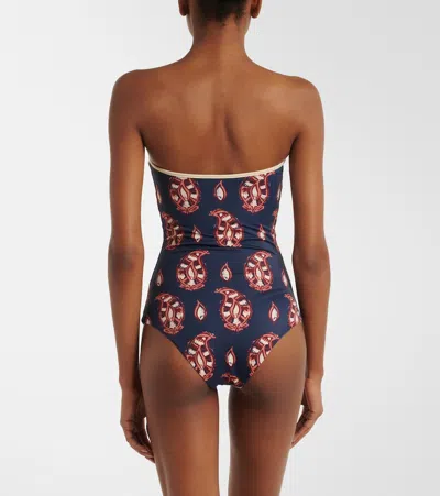 Johanna Ortiz Alta Mar Strapless One-piece Swimsuit In Blue