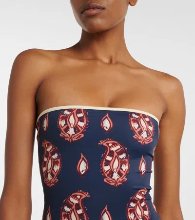 Johanna Ortiz Alta Mar Strapless One-piece Swimsuit In Blue