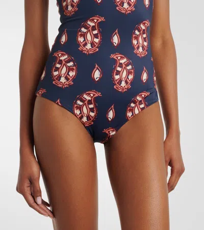 Johanna Ortiz Alta Mar Strapless One-piece Swimsuit In Blue