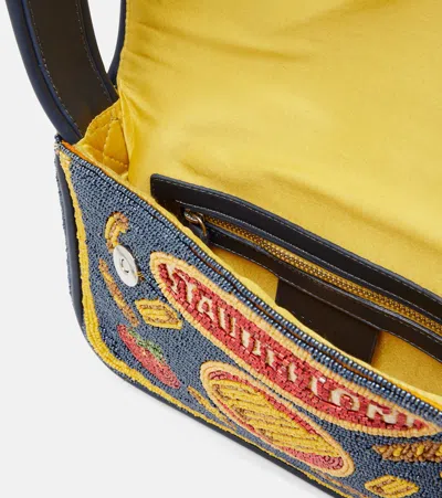 Staud Tommy Small Beaded Shoulder Bag In Multi