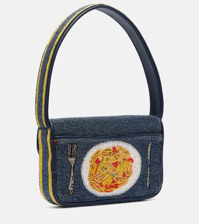 Staud Tommy Small Beaded Shoulder Bag In Multi