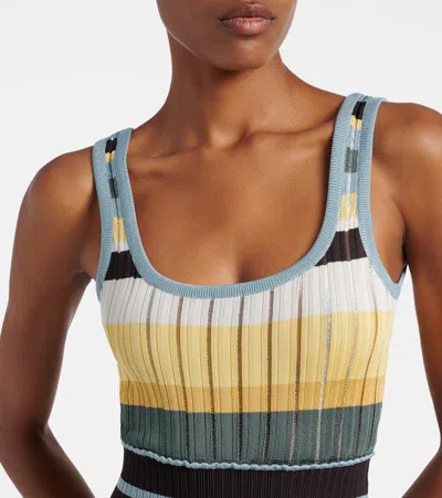 Alaïa Womens Scoop-neck Crinoline Ribbed-knit Mini Dress Multicolor Jaune In Multi