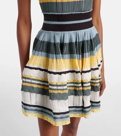 Alaïa Womens Scoop-neck Crinoline Ribbed-knit Mini Dress Multicolor Jaune In Multi